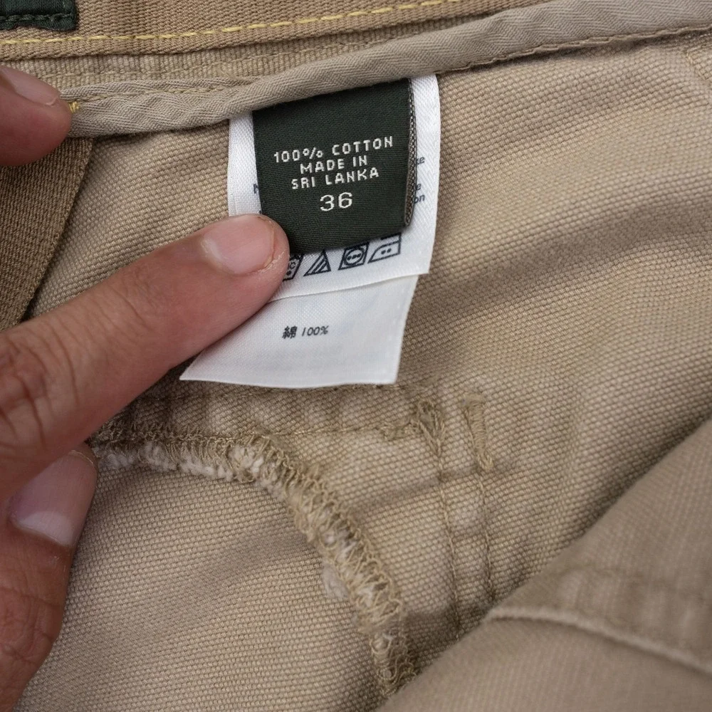 Eddie Bauer Mens Khaki Cargo Shorts Size 36 Fit 38x10 Tan Cotton Canvas Utility